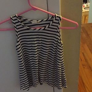 A navy blue & white striped tank top.